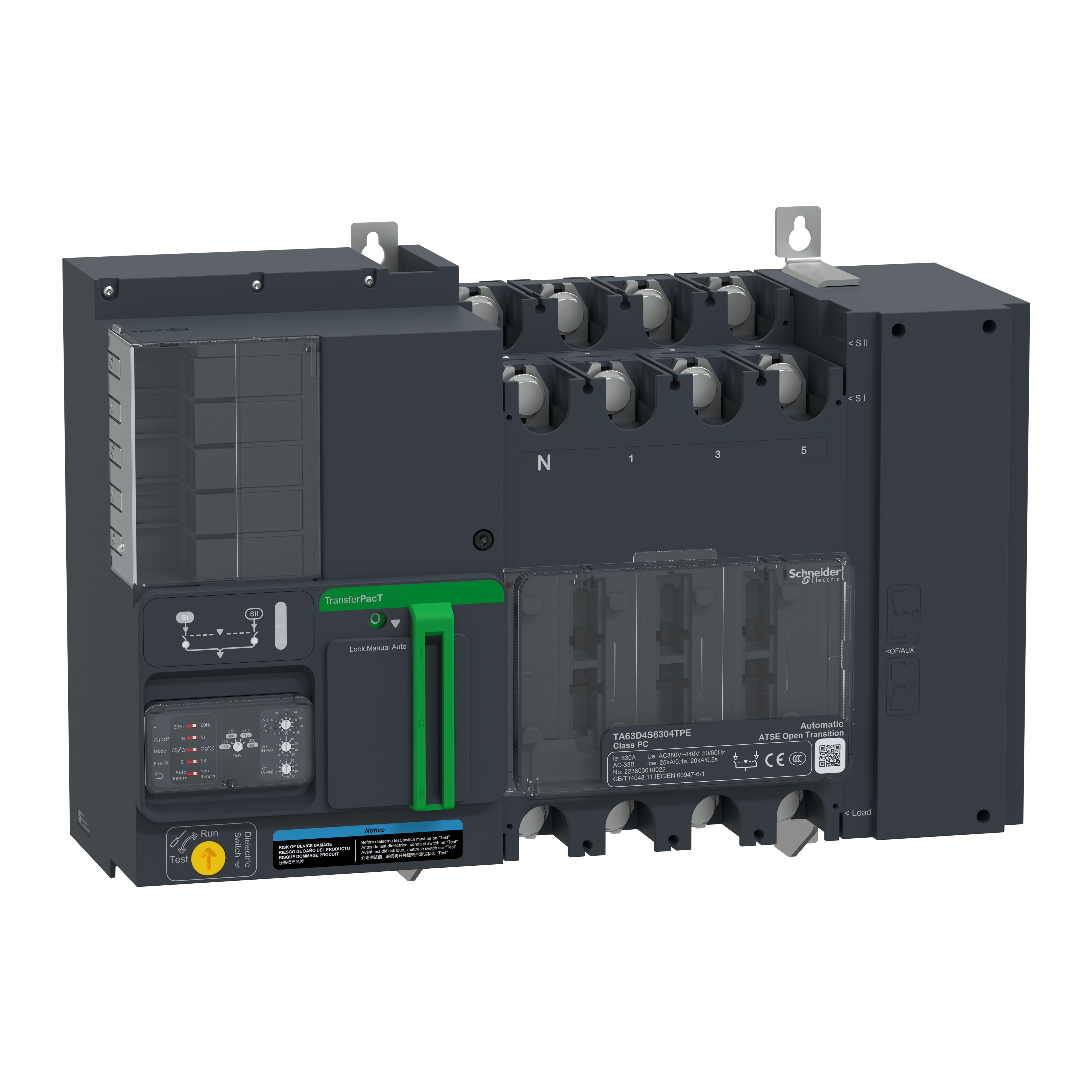 SCHNEIDER ELECTRIC - TransferPacT automatico, 320 A, 400 V, 4P, rotante, telaio 630 A