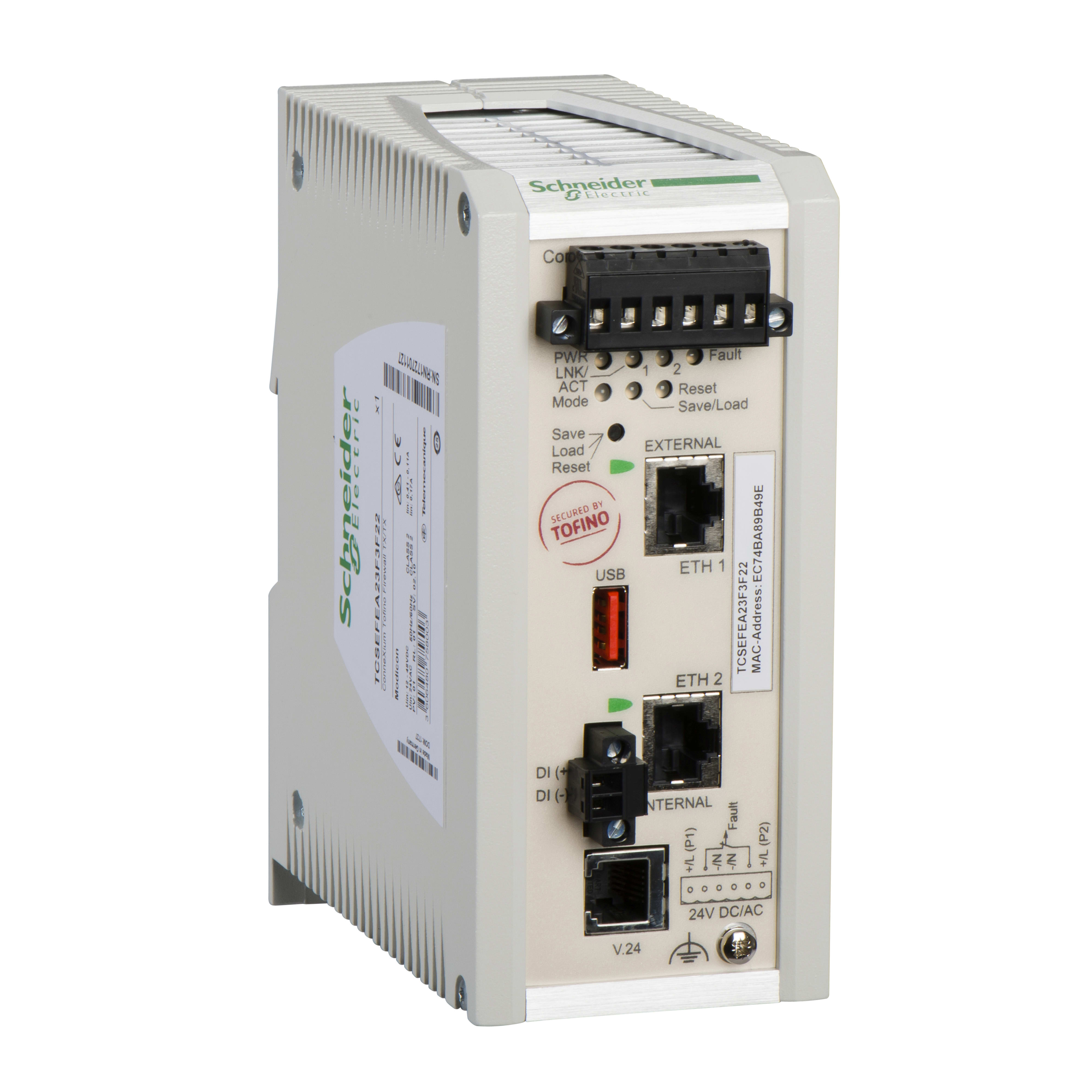 SCHNEIDER ELECTRIC - Industrial Firewall, Industrial Firewall,  1 port for copper, 1 port for fiber optic multimode