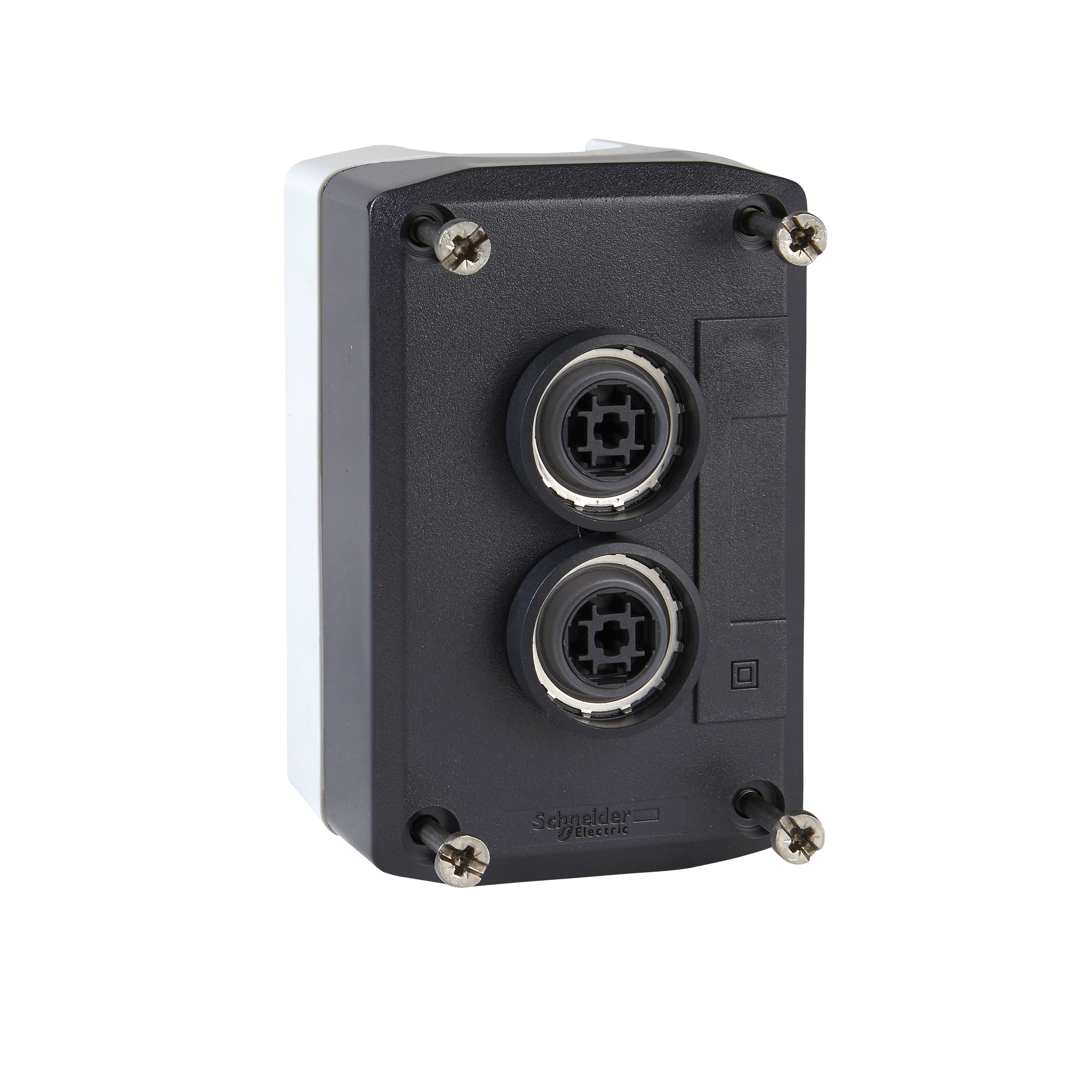 SCHNEIDER ELECTRIC - Pulsantiera completa, Harmony XALD, grigio scuro, pulsante bianco a filo ghiera/nero, 22 mm, 1NO + 1NC