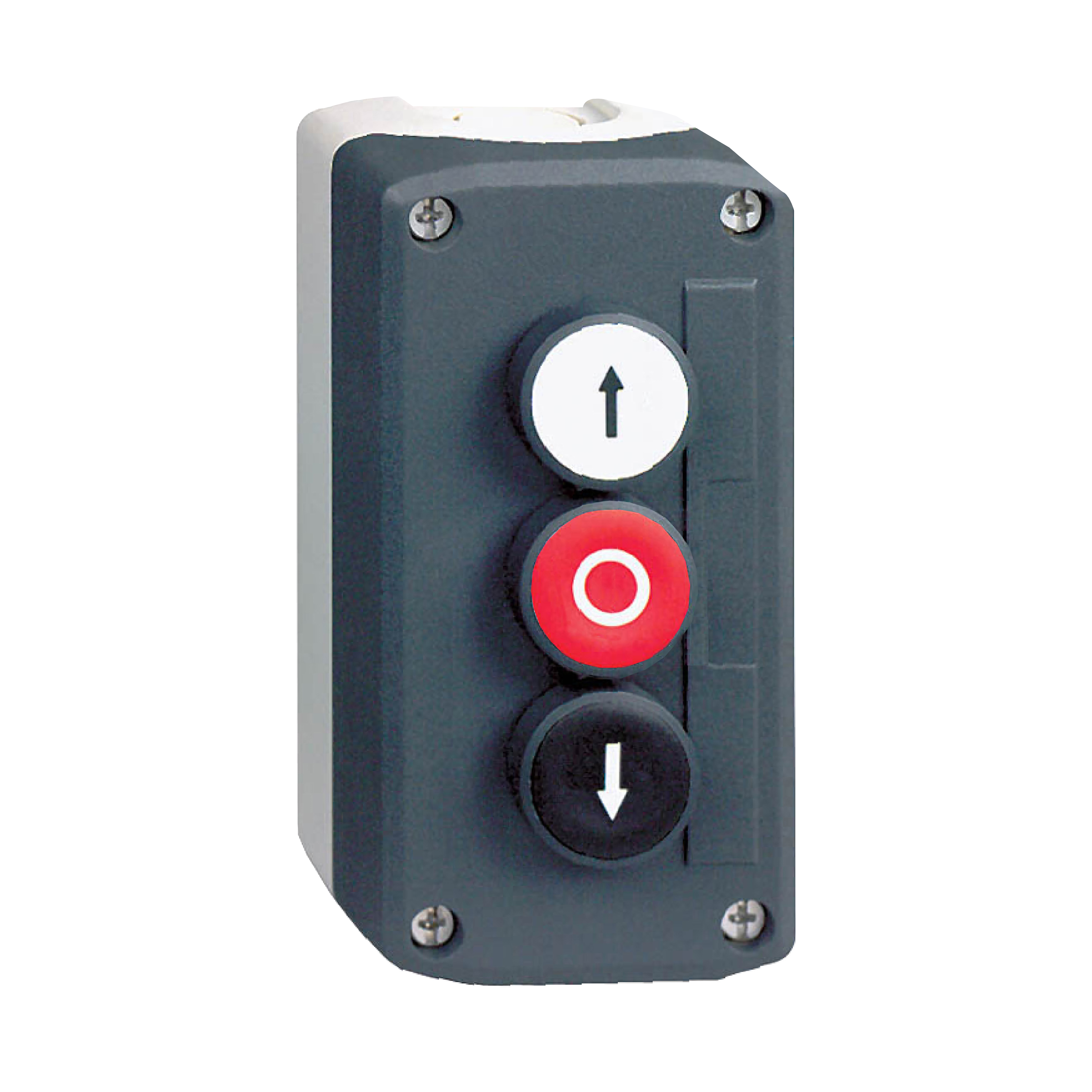 SCHNEIDER ELECTRIC - Pulsantiera completa, Harmony XALD, XALK,grigio scuro, pulsanti a filo ghiera 22mm,freccia bianca SU 1NO+1NC rosso O 1NO+1NC freccia nera GIU' 1NO+1NC