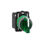 SCHNEIDER ELECTRIC - Selettore luminoso verde -Ø22- 24Vac/dc- ghiera grigia- 1NO+1NC - LED universale