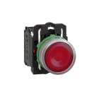 SCHNEIDER ELECTRIC - Pulsante luminoso rosso - Ø22 - 230Vac- ghiera grigia- 1NA+1NC- LED universale