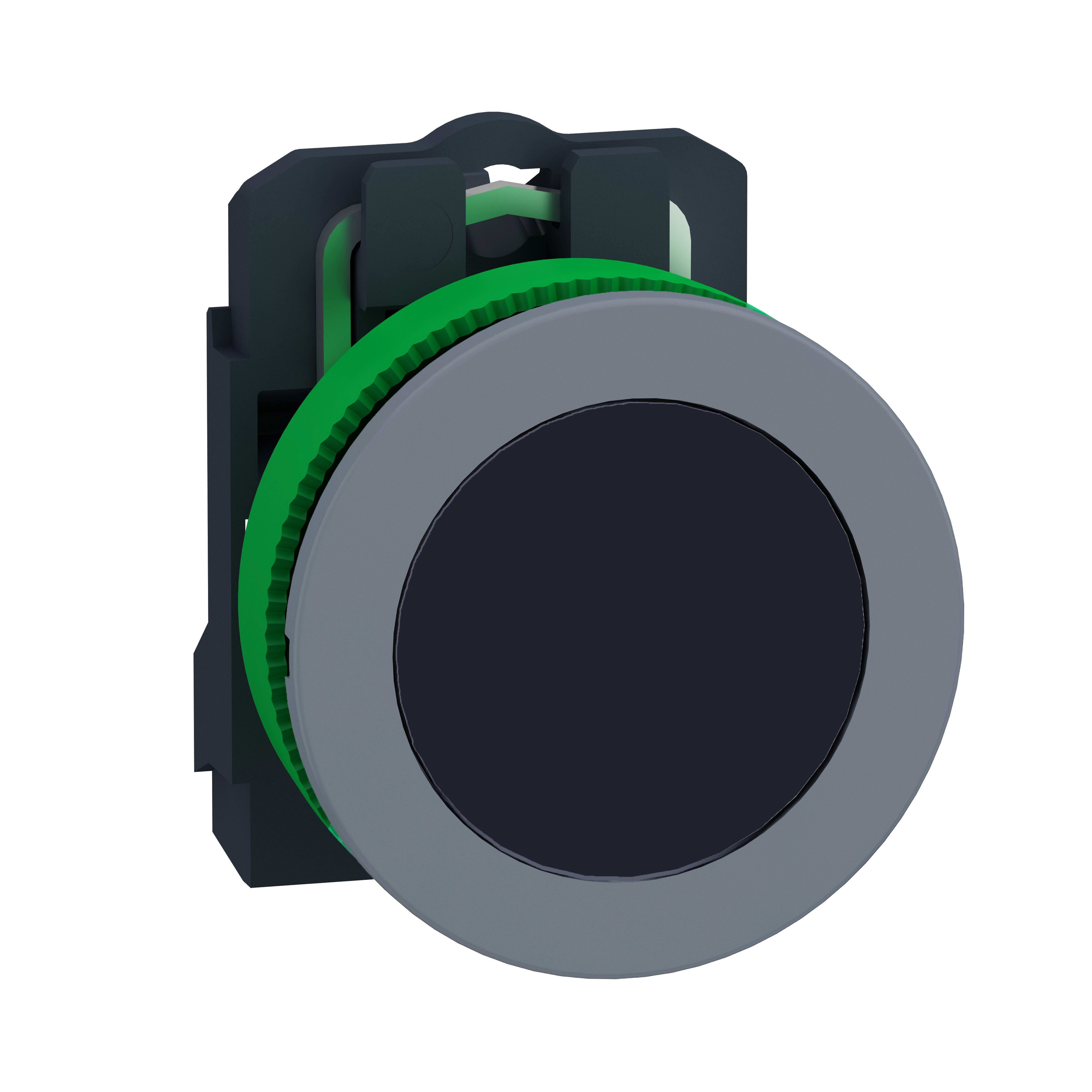 SCHNEIDER ELECTRIC - Pulsante nero filopannello 1NO ghiera grigia - Ø30