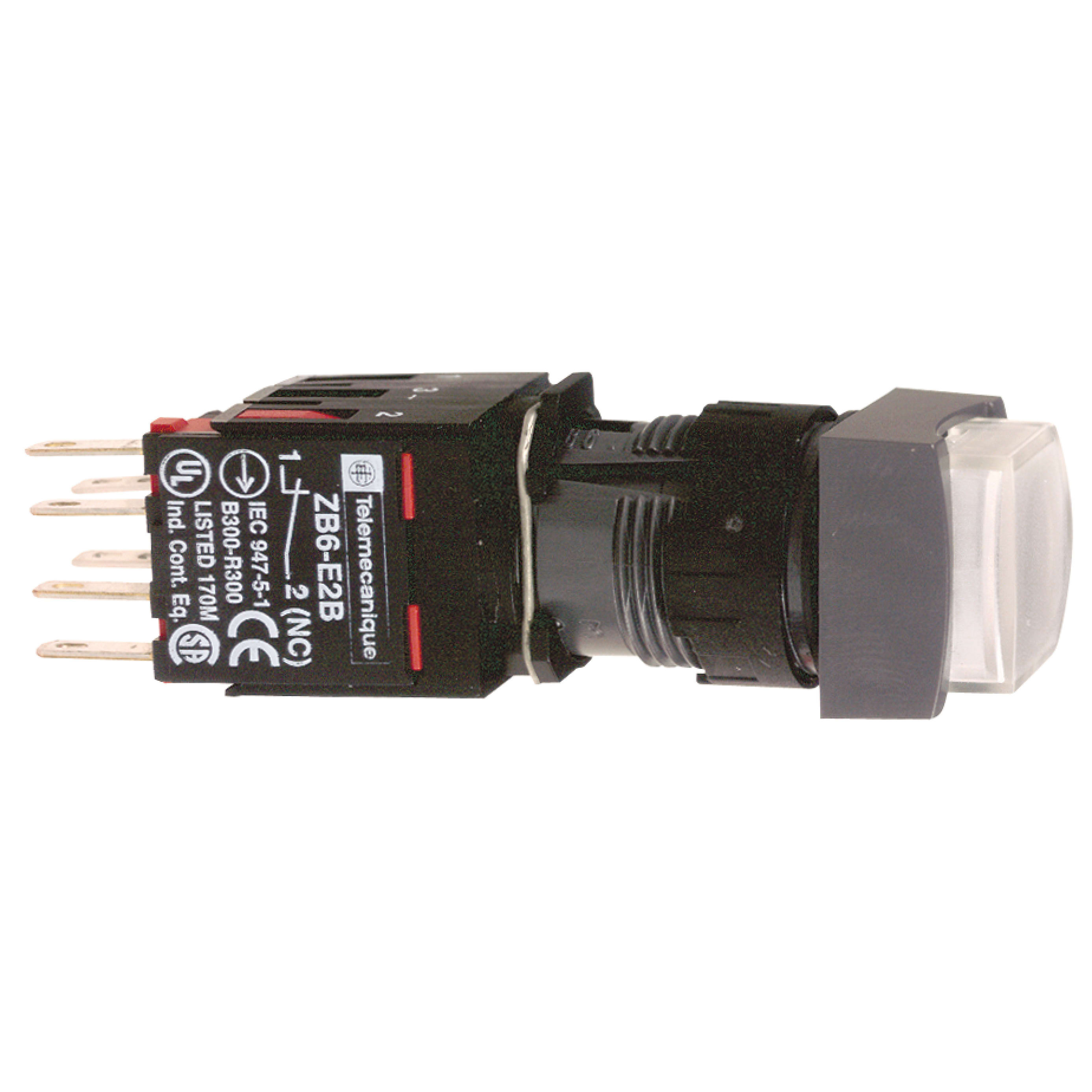 SCHNEIDER ELECTRIC - Pulsante luminoso bianco Ø16 - sporgente ad impulso - 24V - 1NO+1NC