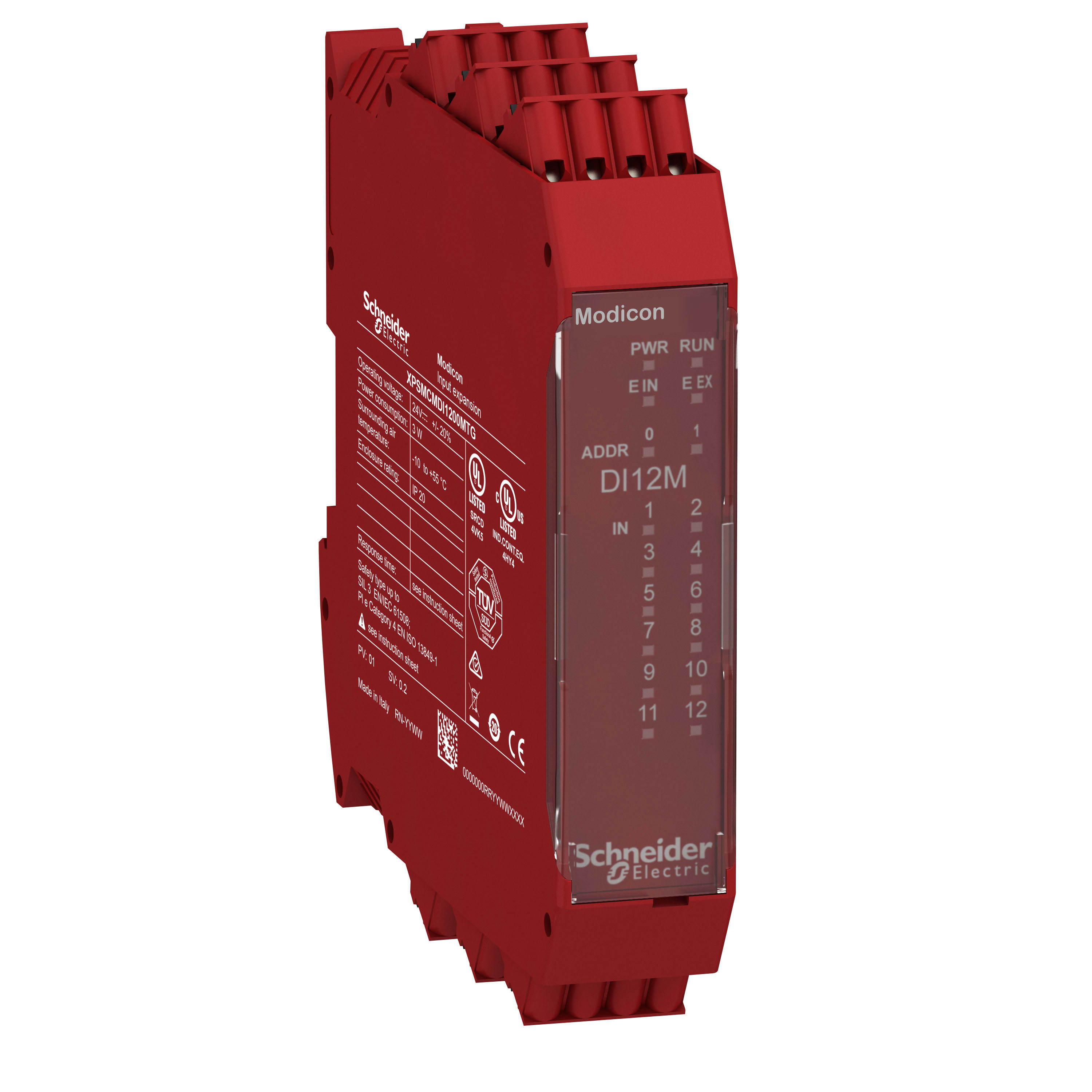 SCHNEIDER ELECTRIC - Modulo espansione di sicurezza, Modicon XPSMCM, 12 ingressi digitali per tappeti, morsetti a molla
