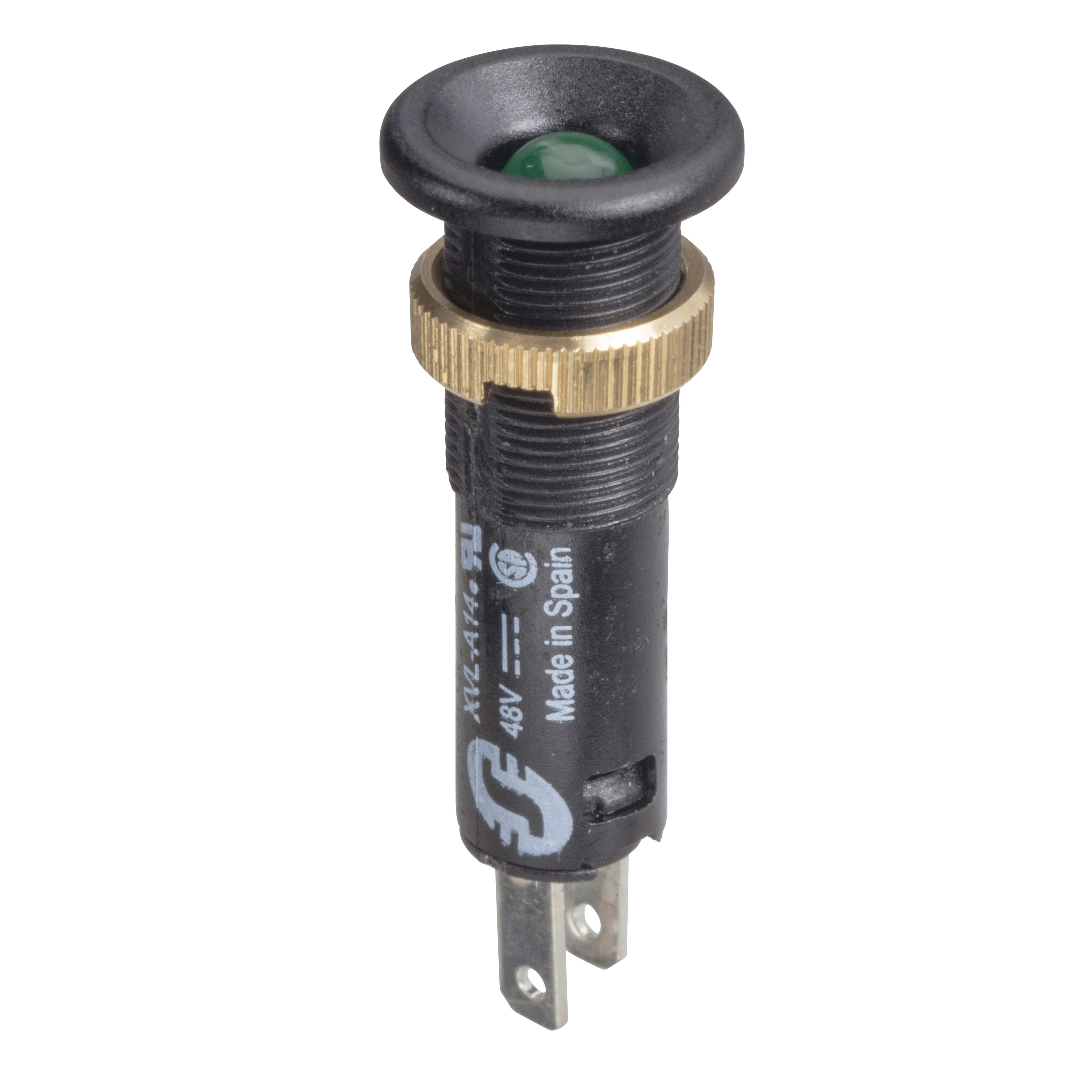 SCHNEIDER ELECTRIC - Lampada spia Ø8 - IP40 - verde - LED sporgente - 48V - faston