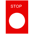 SCHNEIDER ELECTRIC - Marked legend, Harmony XAC, nameplate, 30x40mm, plastic, red, 22mm push button, white marked STOP
