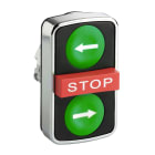 SCHNEIDER ELECTRIC - Pulsante triplo verde filo/rosso sporgente/verde filo Ø22 con marcatura