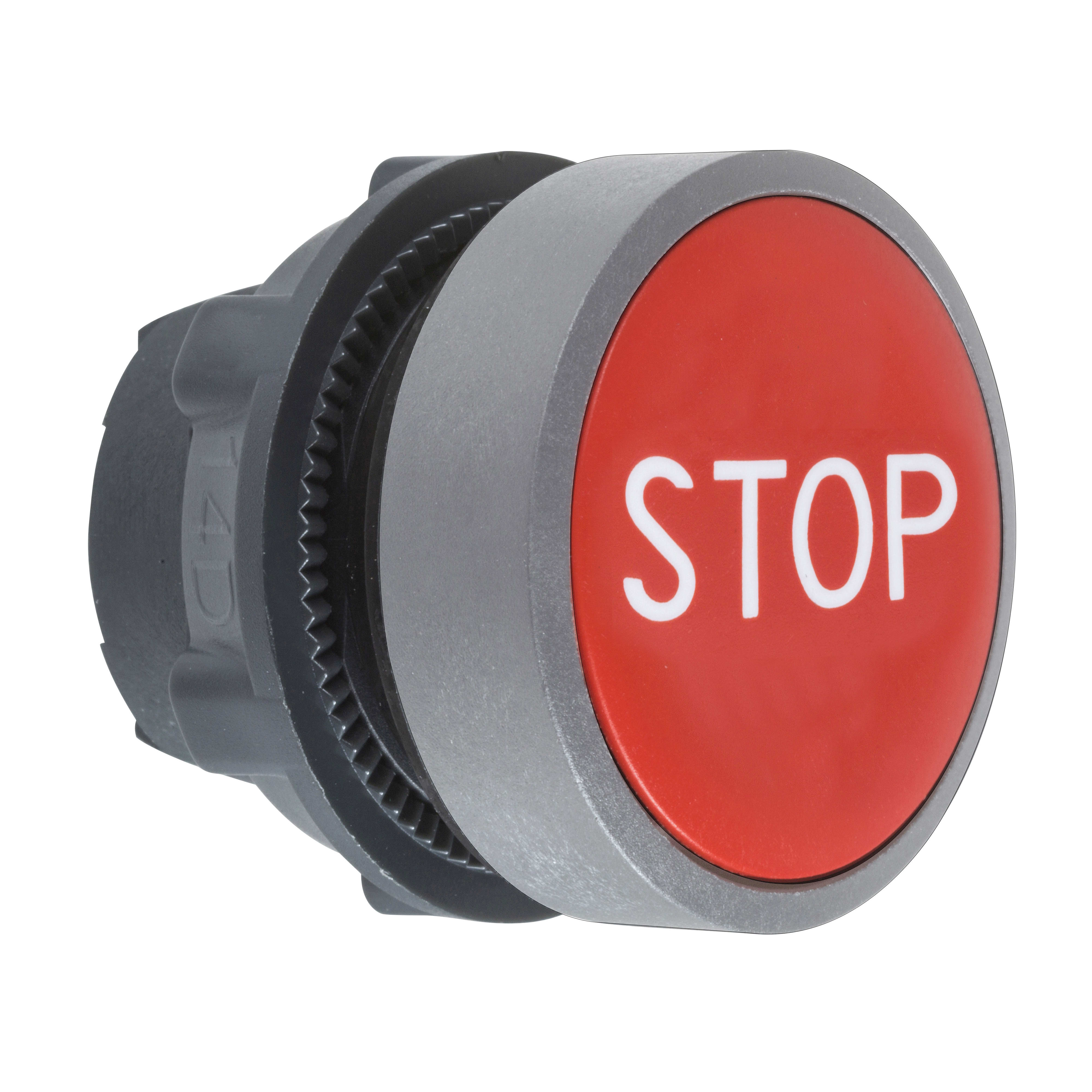 SCHNEIDER ELECTRIC - Testa pulsante rosso STOP ghiera grigia