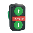 SCHNEIDER ELECTRIC - Testa pulsante triplo ø22 verde filo/rosso sporgente/verde filo con marcatura