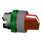 SCHNEIDER ELECTRIC - Testa selettore a leva, Harmony XB5, plastica, rosso, 22mm, 2 posizioni, fisse, ghiera grigia