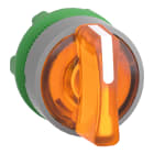 SCHNEIDER ELECTRIC - Testa selettore luminoso, Harmony XB5,  plastica, leva arancione, 22mm, per LED universale, 3 posizioni con ritorno da destra, ghiera grigia