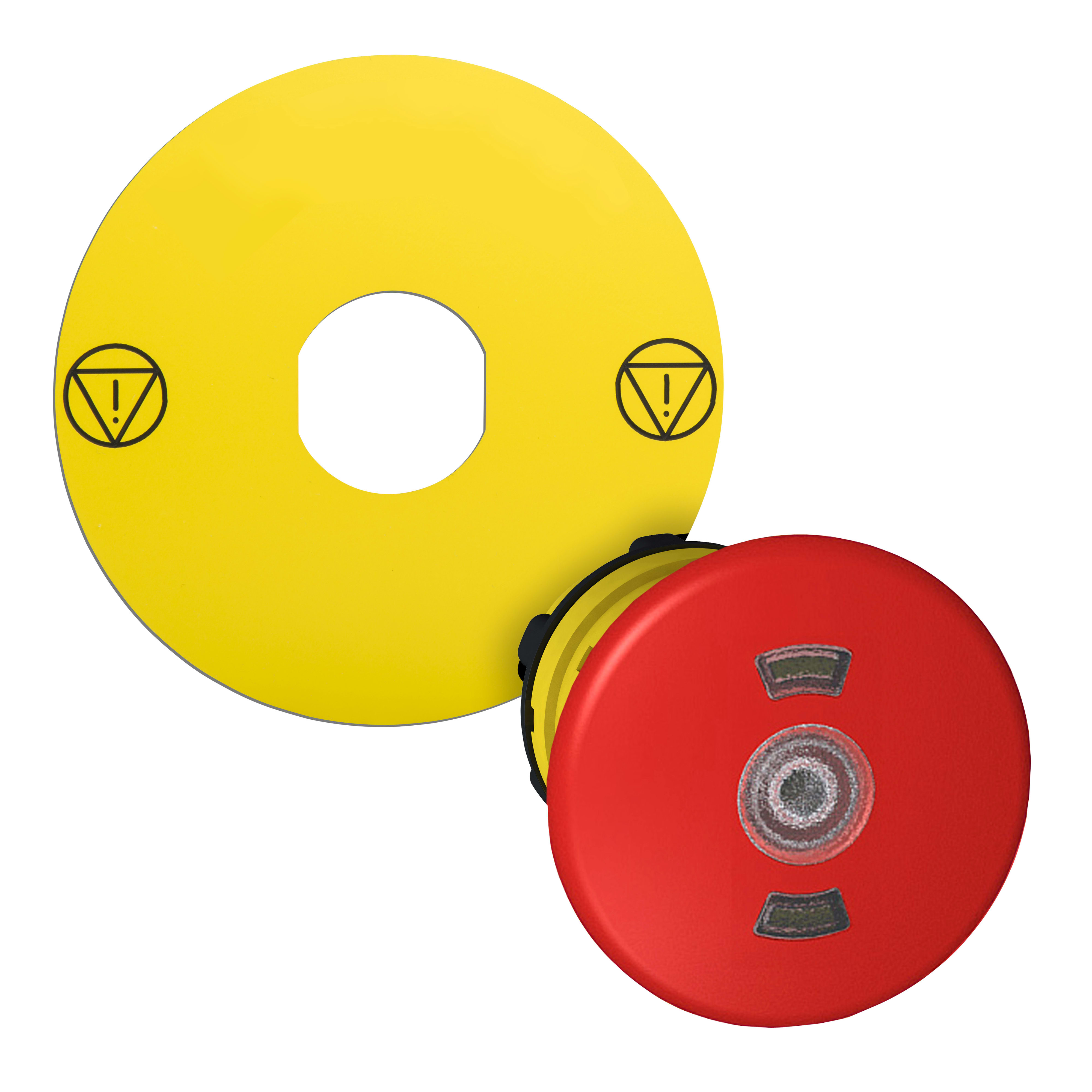 SCHNEIDER ELECTRIC - Testa pulsante arresto di emergenza luminoso, Harmony XB5, Harmony XALF, rosso Ø 40 pulsante luminoso con etichetta gialla senza marcatura