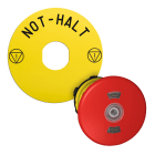 SCHNEIDER ELECTRIC - Testa pulsante arresto di emergenza luminoso, Harmony XB5, Harmony XALF, rosso Ø 40 pulsante luminoso con etichetta gialla NOT HALT