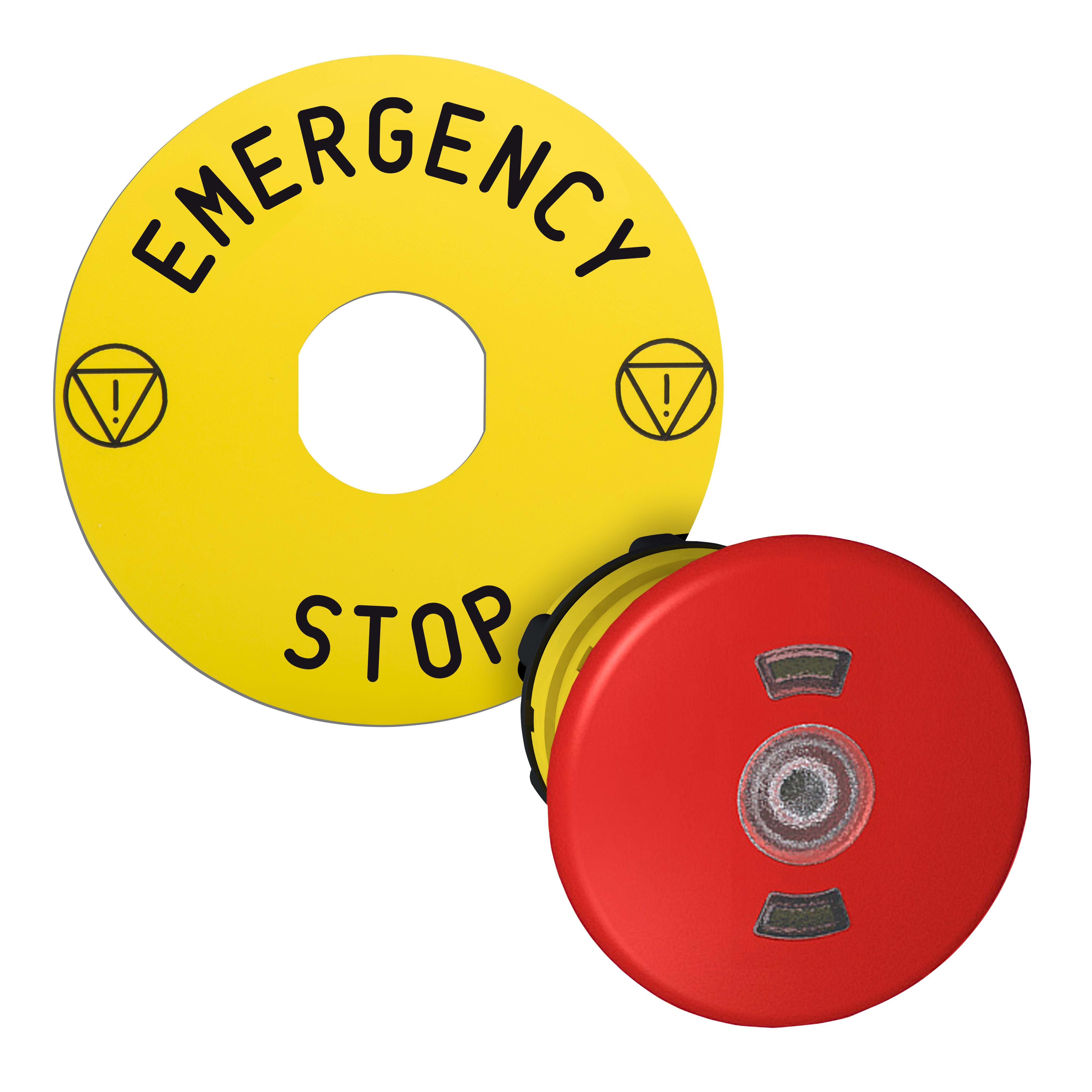 SCHNEIDER ELECTRIC - Testa pulsante arresto di emergenza luminoso, Harmony XB5, Harmony XALF, rosso Ø 40 pulsante luminoso con etichetta gialla