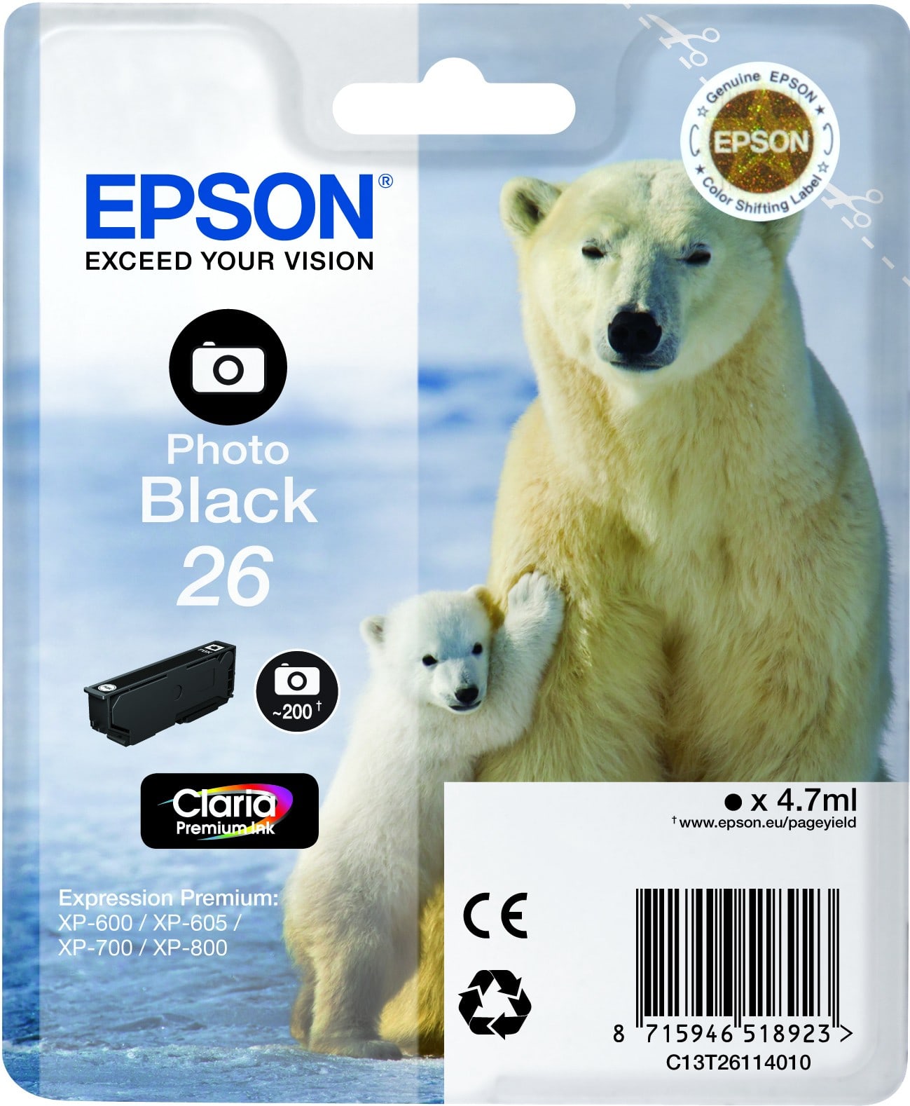 EPSON - ORSO POLARE NERO FOTO EPSC13T26114020