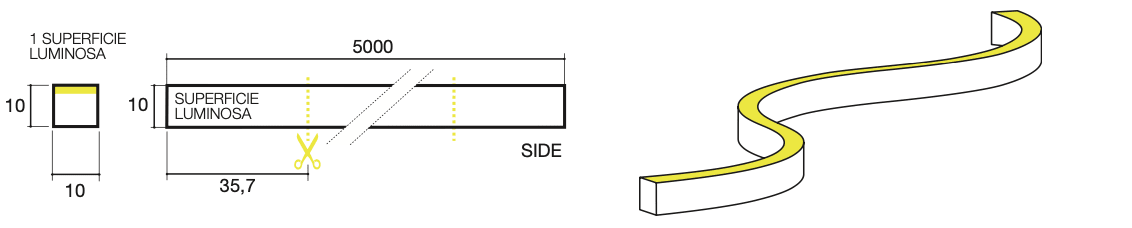 SICOM - SICOMTAPE NEON 10X10 SIDE 10W 2700K IP67