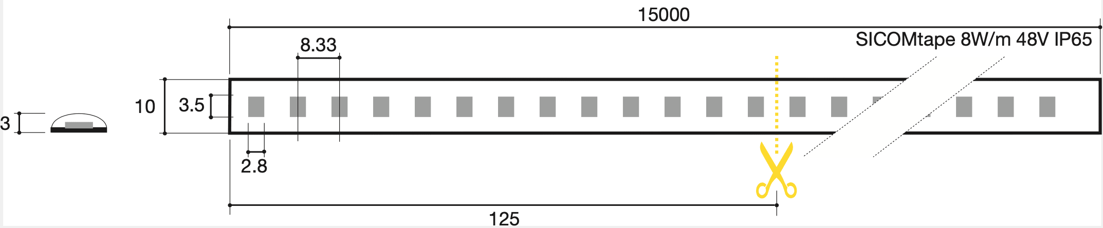 SICOM - SICOMTAPE 8W/M 940 48V ULTRALONG 15M IP6
