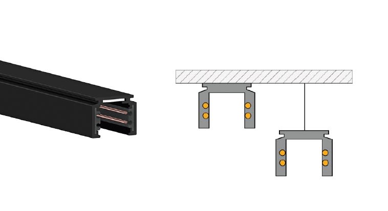 SIDE - BINARIO 48VDC PLAFONE SOSPENSIONE L.3000 M-25302