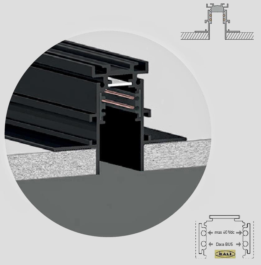 SIDE - BINARIO 48V INCASSO X CARTONGESSO L.1000 M-26102H