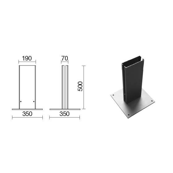 SIDE - BASE FISSAGGIO A PAVIMENTO NE P411-P