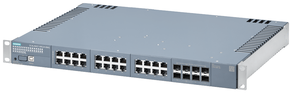 SIEMENS - SCALANCE XR524-8WG; switch managed L3;19; 24xRJ45; 8xSFP+; DC 24 V; senza UL/FM