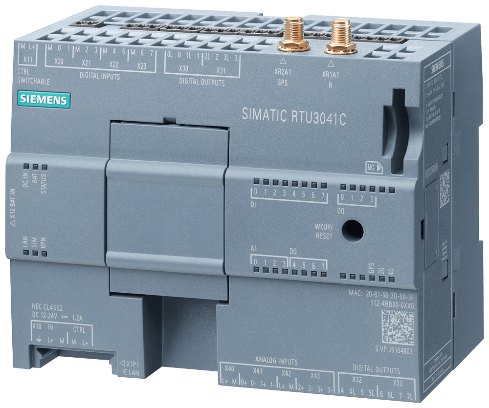 SIEMENS - SIMATIC RTU3041C, staz. di telecontrollo Low Power compatta, LTE-M/NB-IoT e GPS
