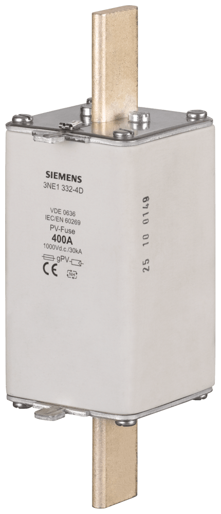 SIEMENS - Cartuccia fusibile per fotovoltaico, con contatti a coltello, NH2L, In: 400 A, gPV, Un DC: 1000 V