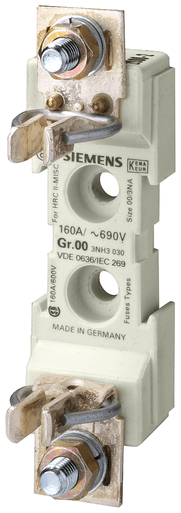 SIEMENS - Base portafusibili NH grand. 00, a 1 polo 160 A 690 V (1000 V) attacchi piatti, 95 mm²