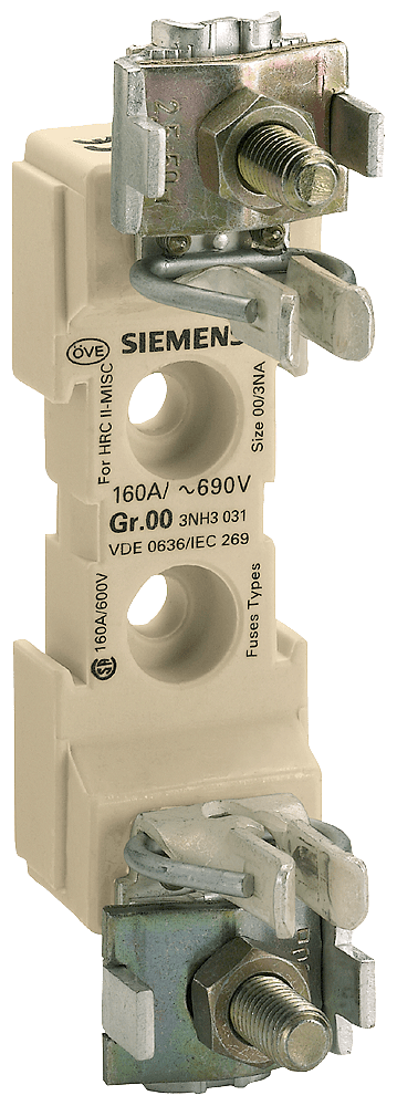 SIEMENS - Base portafusibili NH grand. 00, a 1 polo 160 A 690 V (1000 V) attacco a spina