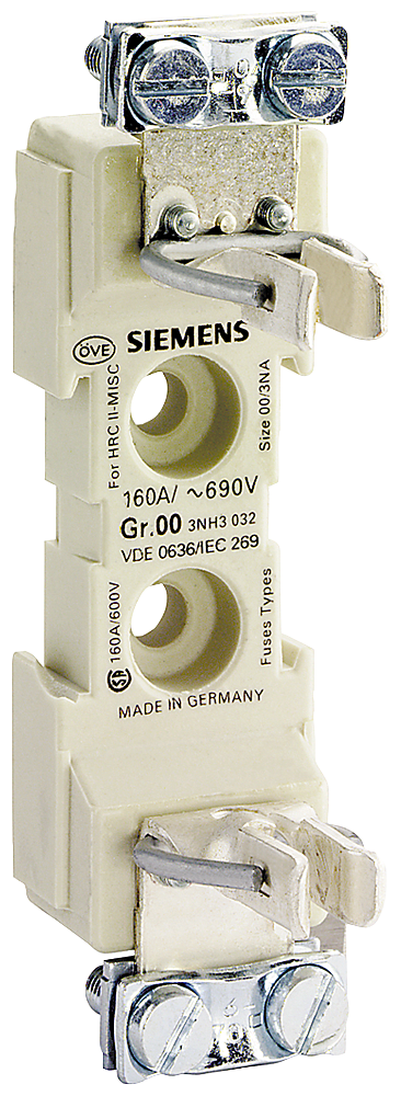 SIEMENS - Base portafusibili NH grand. 00, a 1 polo 160 A 690 V (1000 V) attacco a mantello