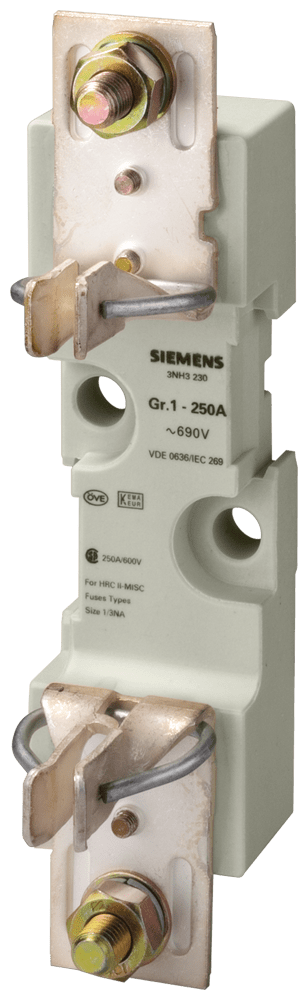 SIEMENS - Base portafusibili NH grand. 1, a 1 polo 250 A 690 V (1000 V) attacchi piatti 3NH3230