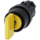 SIEMENS - Selettore a chiave O.M.R., 22 mm, rotondo, in plastica, colore giallo, estrazione chiave I+O+II