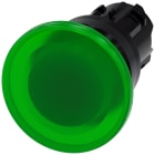 SIEMENS - Pulsante a fungo, illuminato, 22 mm, rotondo, in plastica, colore verde, 40 mm