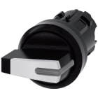 SIEMENS - Selettore, corto, illuminabile, 22 mm, rotondo, in plastica, bianco, I>0<II, ad impulso