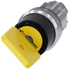 SIEMENS - Selettore a chiave O.M.R., 22 mm, rotondo, in metallo lucido, colore giallo, estrazione chiave O