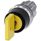 SIEMENS - Selettore a chiave O.M.R., 22 mm, rotondo, in metallo lucido, colore giallo, estrazione chiave II
