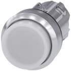 SIEMENS - Pulsante, illuminato, 22 mm, rotondo, in metallo lucido, colore bianco, bottone