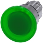SIEMENS - Pulsante a fungo, illuminato, 22 mm, rotondo, in metallo lucido, colore verde, 40 mm