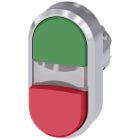 SIEMENS - Pulsante doppio, illuminato, 22 mm, rotondo, in metallo lucido, colore verde, rosso