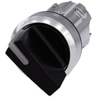 SIEMENS - Selettore, illuminabile, 22 mm, rotondo, in metallo lucido, colore nero, selettore corto