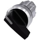 SIEMENS - Selettore, illuminabile, 22 mm, rotondo, in metallo lucido, colore nero, selettore lungo