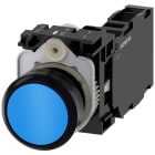 SIEMENS - Pulsante, 22 mm, rotondo, in plastica, colore blu, bottone, 1NO+1NC