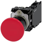 SIEMENS - Pulsante a fungo, 22 mm, rotondo, in plastica, colore rosso, 1NO+1NC