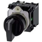 SIEMENS - Selettore, illuminabile, 22 mm, rotondo, in plastica, nero, 1NO, 1NO