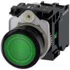 SIEMENS - Pulsante, illuminato, 22 mm, rotondo, in plastica, colore verde, 1NO, AC/DC 24 V