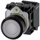 SIEMENS - Pulsante, illuminato, 22 mm, rotondo, in plastica, colore bianco, 1NO, AC/DC 24 V
