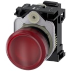 SIEMENS - Indicatore luminoso, 22 mm, rotondo, in plastica, colore rosso, gemma, liscia, AC/DC 24 V