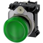SIEMENS - Indicatore luminoso, 22 mm, rotondo, in plastica, colore verde, gemma, liscia, AC/DC 24 V