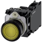 SIEMENS - Pulsante, illuminato, 22 mm, rotondo, in plastica, colore giallo, 1NO+1NC, AC 230 V